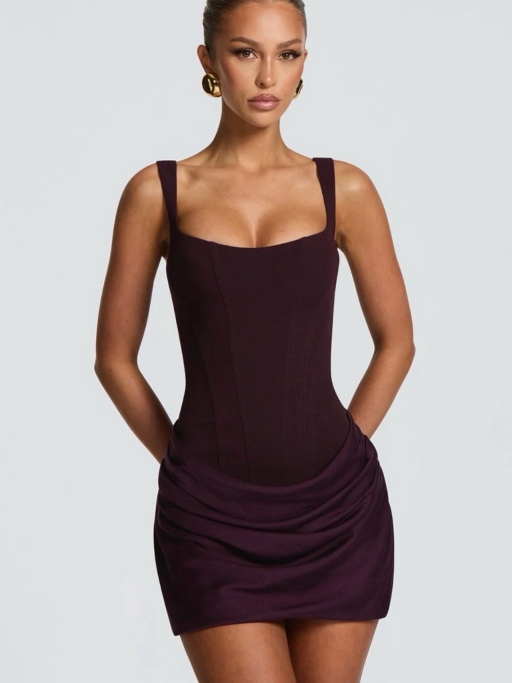 Baby boo Cornelia plum brown mini dress